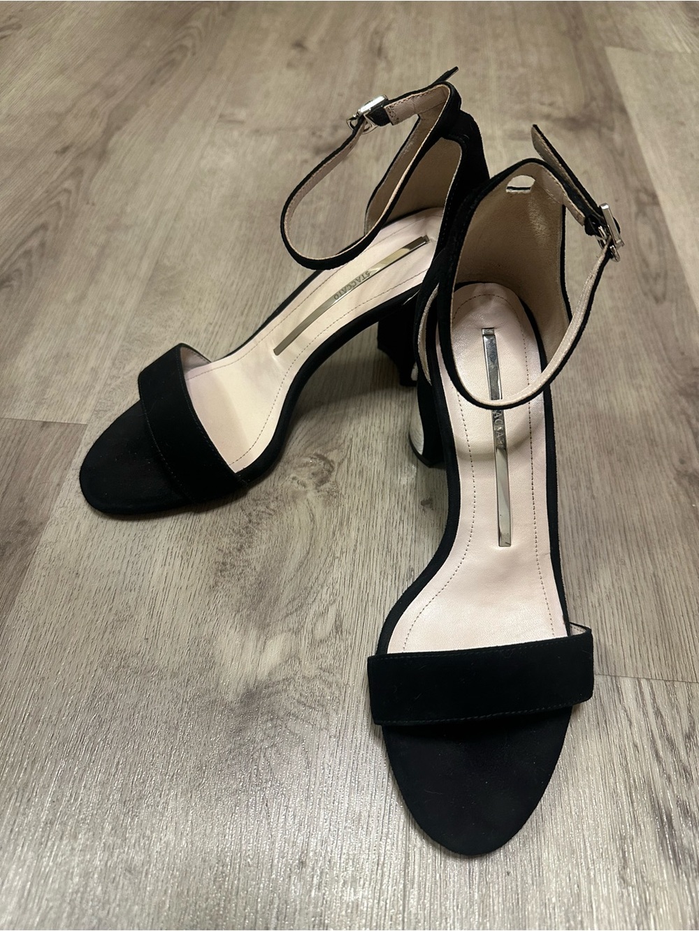 Black Ankle-Strap Block Heel Sandals